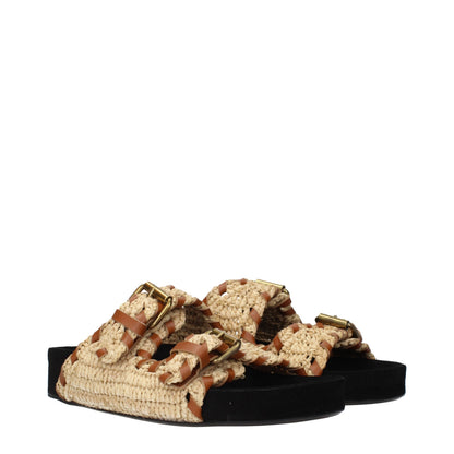 Clogs Slippers by Isabel Marant for women in raffia and beige presents a sculptural silhouette as Women's Raffia Clogs Slippers, featuring a sculptural and a sculptural for refined comfort.