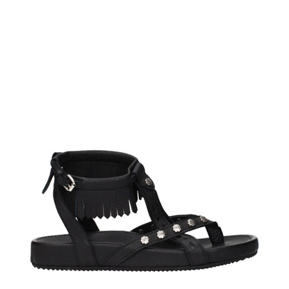 Flat Sandals by Isabel Marant for women in leather black presents a sculptural silhouette, showcasing the Women's Leather Flat Sandals design with a sculptural flat and for a premium look.