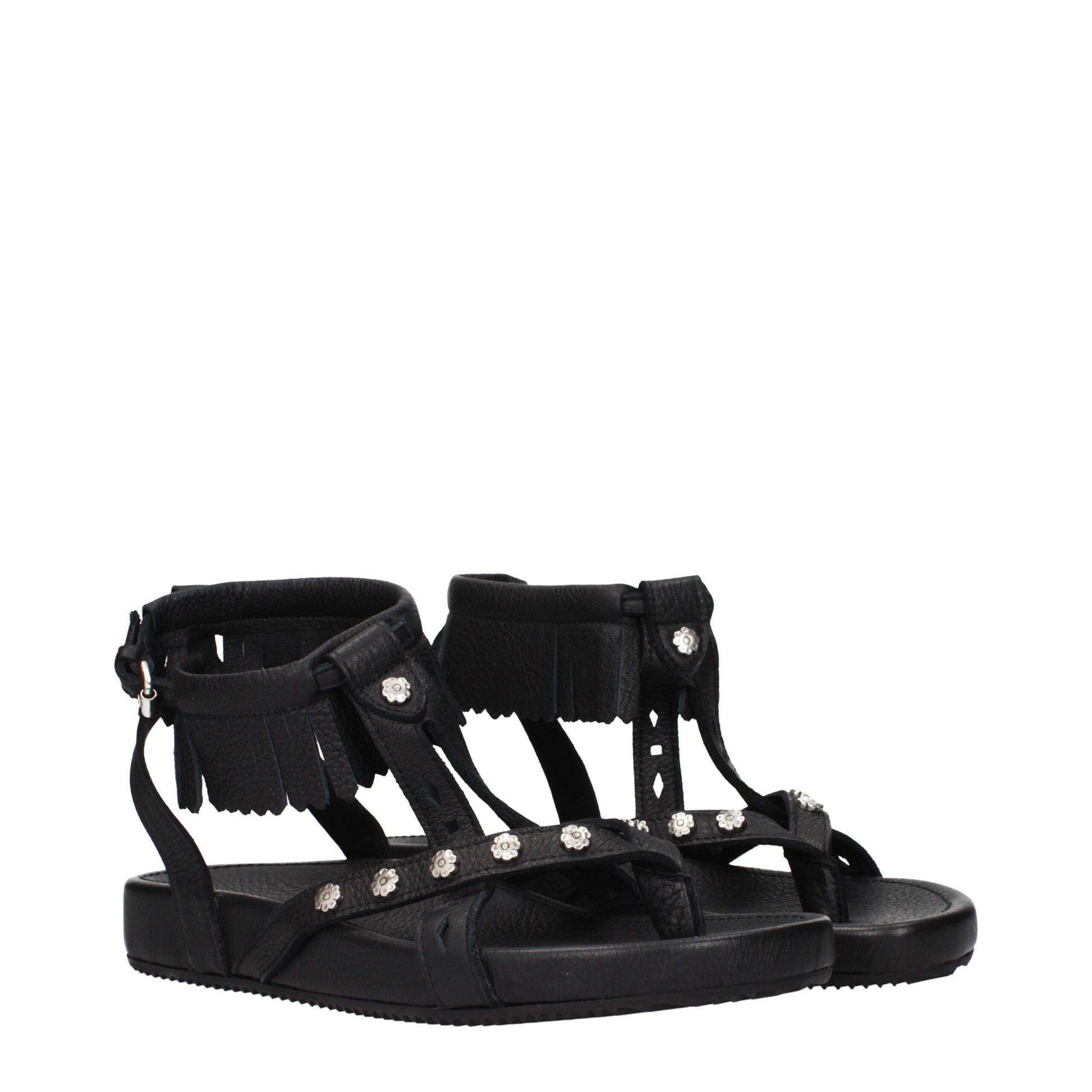 Flat Sandals by Isabel Marant for women in leather black features an statuesque Women's Leather Flat Sandals silhouette with a refined flat and elegant .