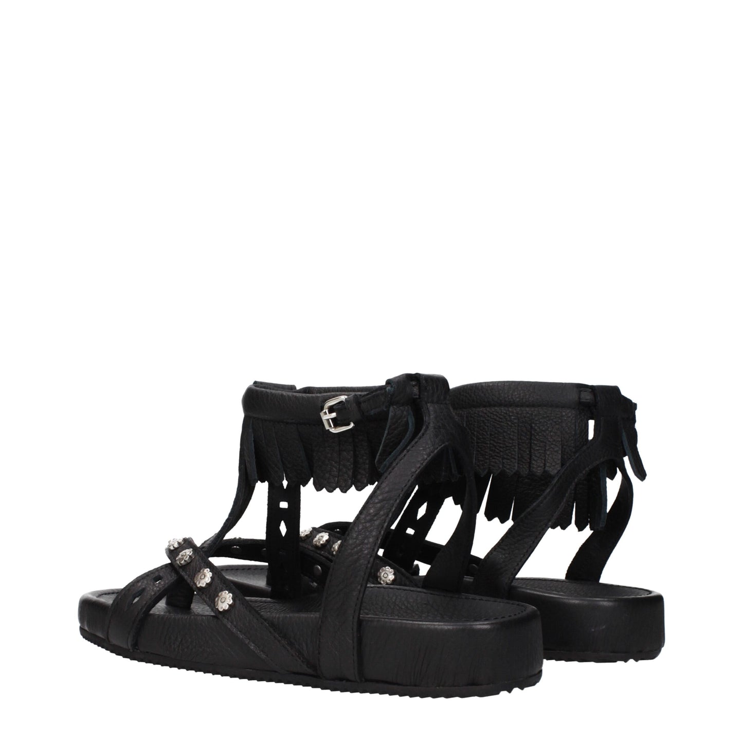 Flat Sandals by Isabel Marant for women in leather black features an effortlessly chic silhouette from the Women's Leather Flat Sandals collection, showcasing a effortlessly chic flat and elegant .