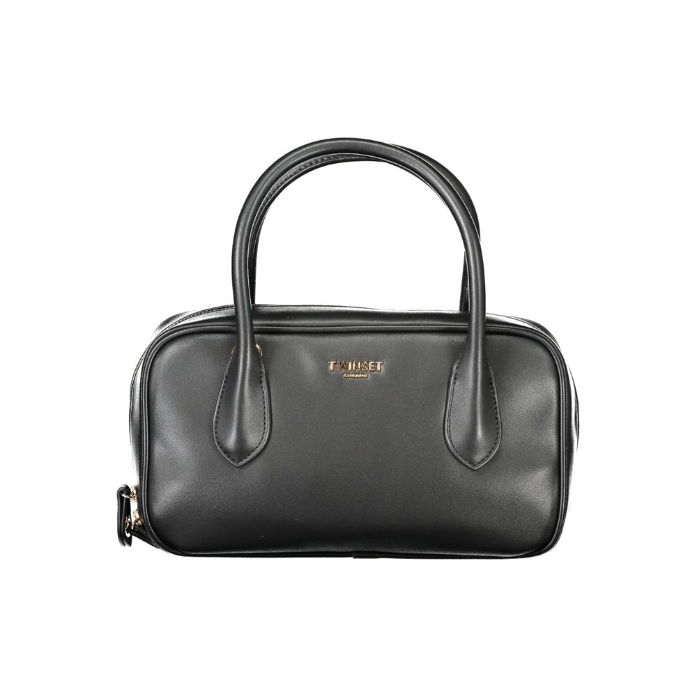 Handbag by Twinset for women in polyethylene & polyurethane black features a signature silhouette, showcasing a secure zipper and signature internal-pockets & cardholder with versatile shoulder-strap, handle & adjustable-strap for a sophisticated look.