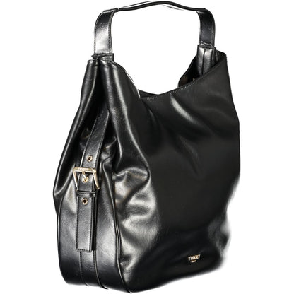 Shoulder Hobo Handbag by Twinset for women in polyethylene black features a refined silhouette, showcasing a secure snap & button, organized internal-pockets, and versatile shoulder-strap & handle for a refined finish.