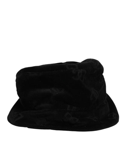Dolce & Gabbana Cotton Silk & Suede Leather Bucket Hat - Black