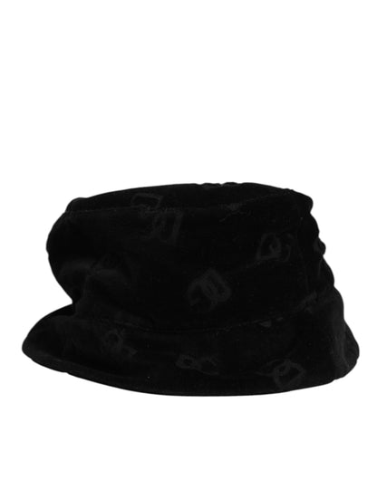 Dolce & Gabbana Cotton Silk & Suede Leather Bucket Hat - Black