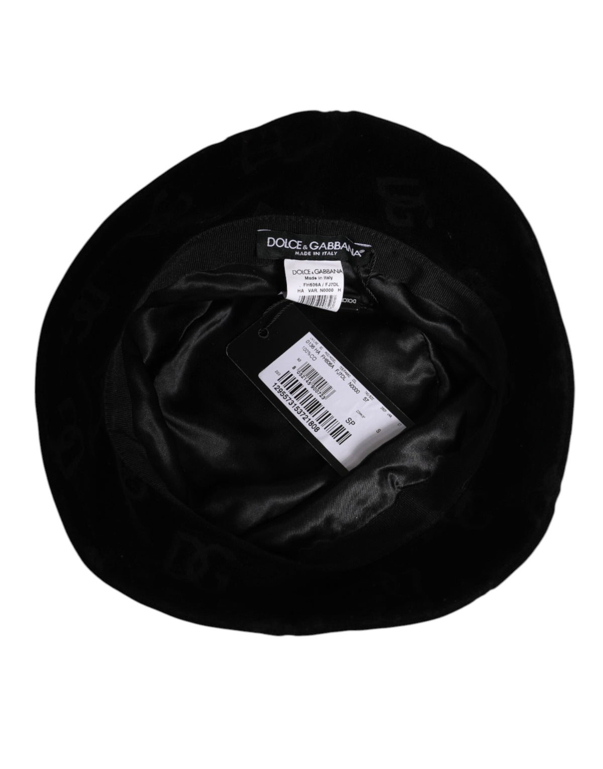 Dolce & Gabbana Cotton Silk & Suede Leather Bucket Hat - Black