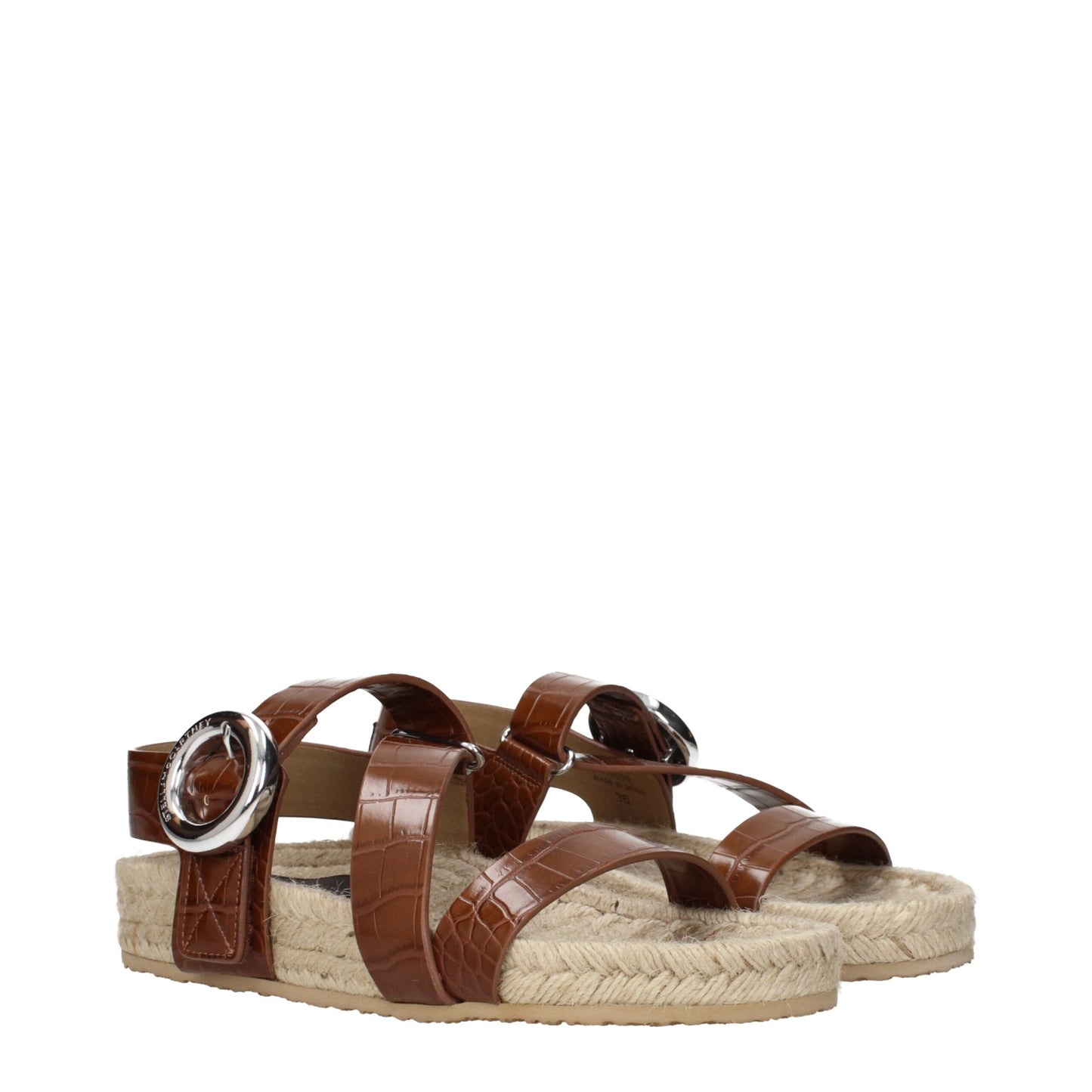Flat Sandals by Stella McCartney for women in leather brown showcases a sculptural silhouette as Women's Leather Flat Sandals, defined by a sculptural flat and sculptural for a sculptural look.