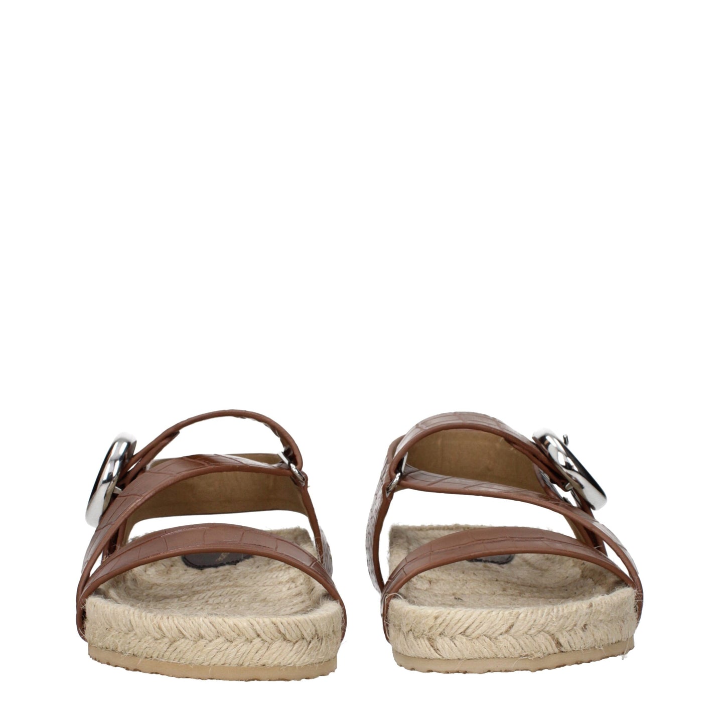 Flat Sandals by Stella McCartney for women in leather brown presents a sculptural silhouette, showcasing the Women's Leather Flat Sandals design with a sculptural flat and for a premium look.
