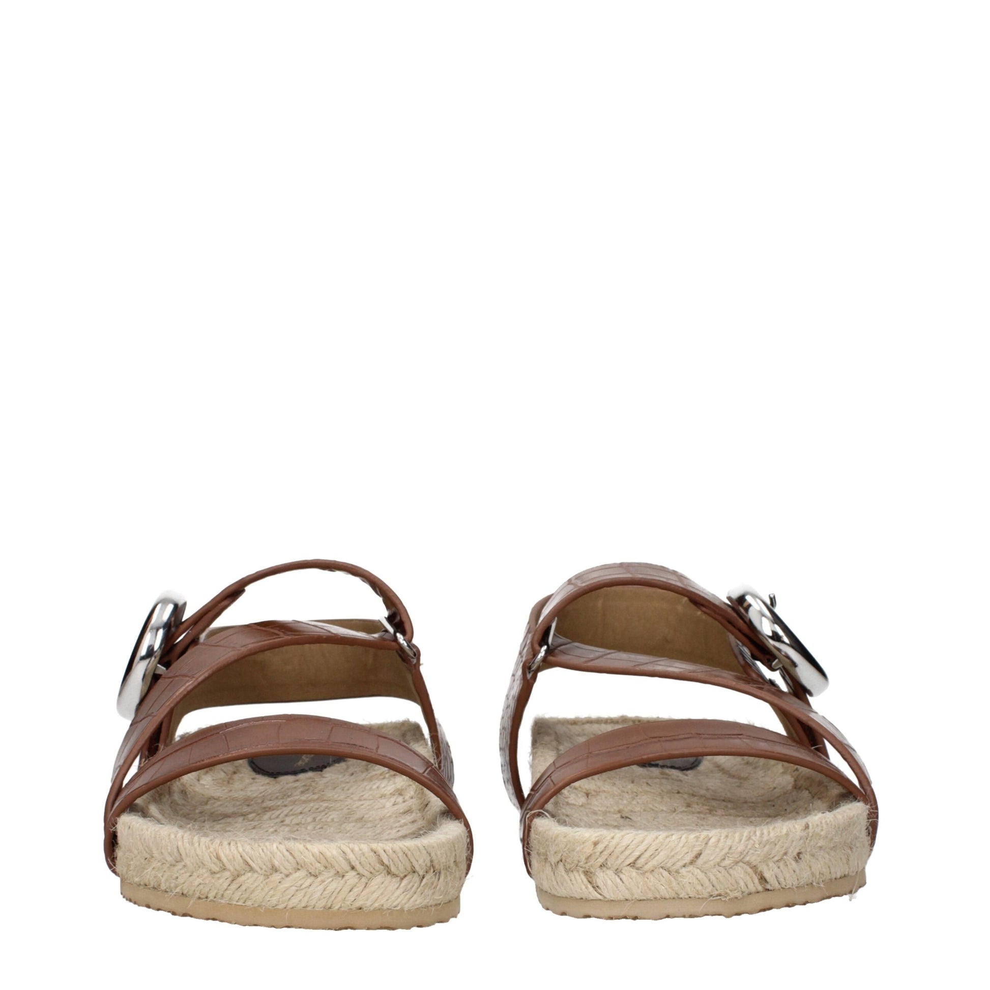 Flat Sandals by Stella McCartney for women in leather brown presents a sculptural silhouette, showcasing the Women's Leather Flat Sandals design with a sculptural flat and for a premium look.