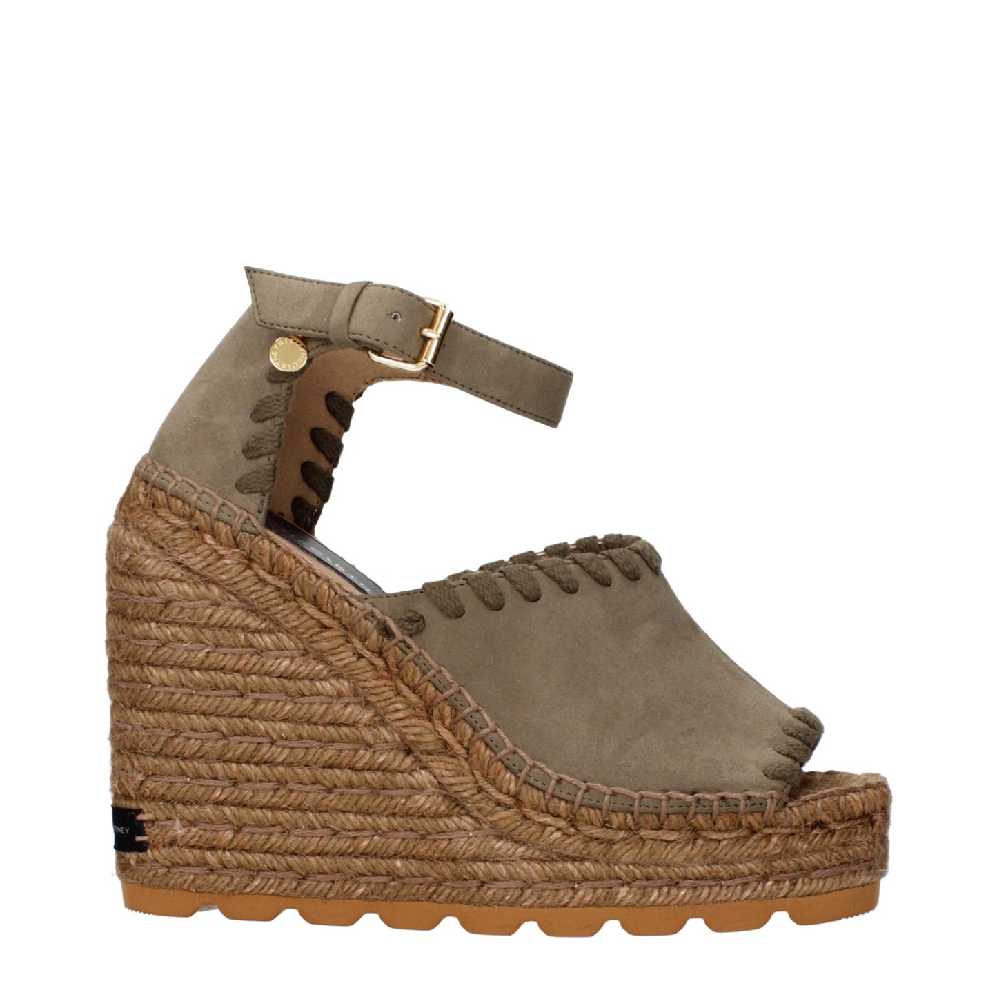 Sandals by Stella McCartney for women in suede leather green features an statuesque Women's Suede Leather Sandals silhouette with a refined and elegant .