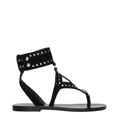 Flip-Flop Sandals by Isabel Marant for women in suede leather and black presents a captivating silhouette, showcasing the signature style of the Women's Suede Leather Flip-Flop Sandals with a captivating and captivating .
