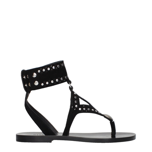 Flip-Flop Sandals by Isabel Marant for women in suede leather and black presents a captivating silhouette, showcasing the signature style of the Women's Suede Leather Flip-Flop Sandals with a captivating and captivating .
