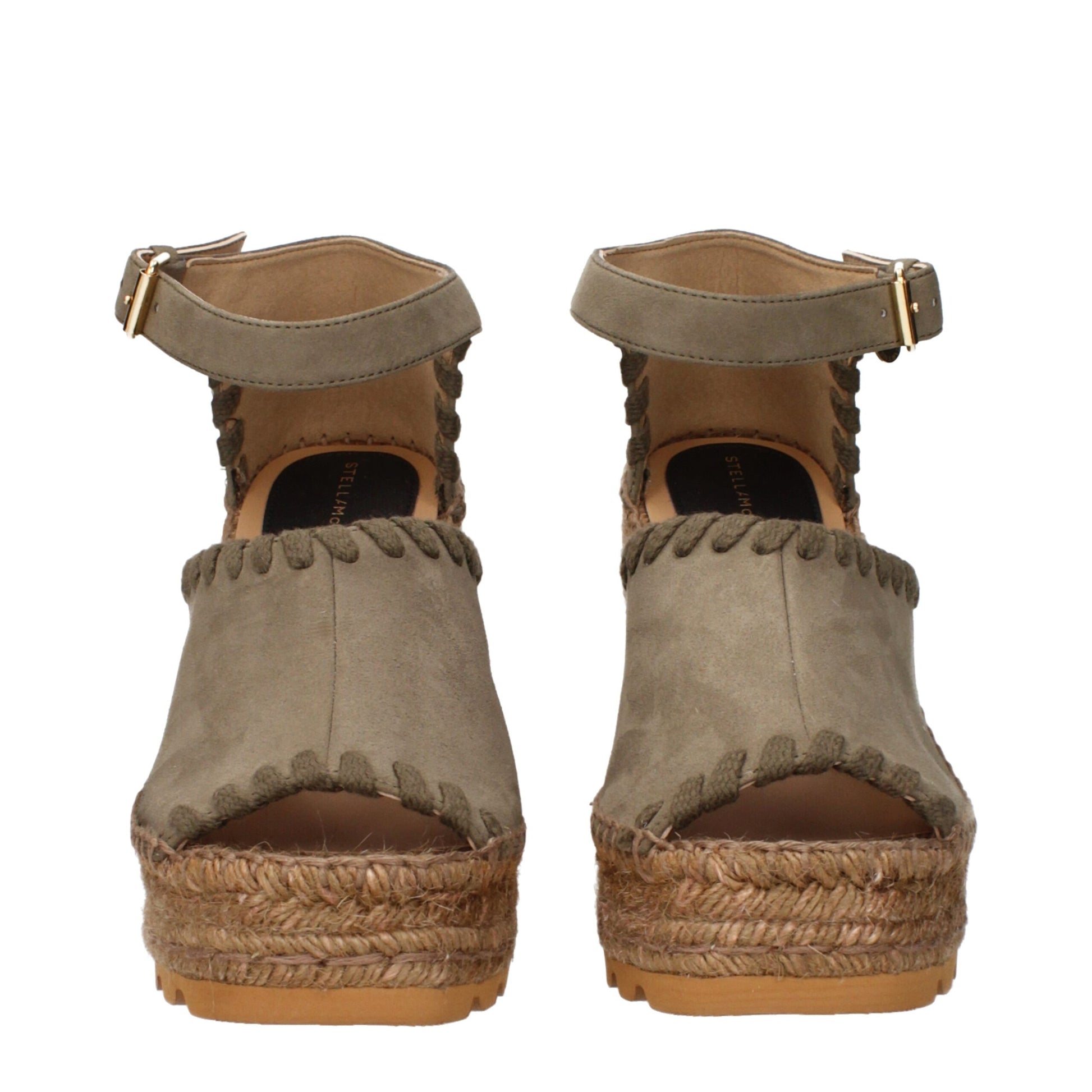Sandals by Stella McCartney for women in suede leather green features an effortlessly chic silhouette from the Women's Suede Leather Sandals collection, showcasing a effortlessly chic and elegant .