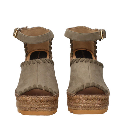 Sandals by Stella McCartney for women in suede leather green features an effortlessly chic silhouette from the Women's Suede Leather Sandals collection, showcasing a effortlessly chic and elegant .