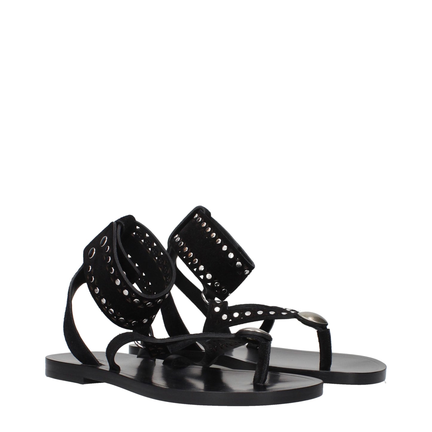 Flip-Flop Sandals by Isabel Marant for women in suede leather black features an exquisite silhouette, showcasing the exquisite Women's Suede Leather Flip-Flop Sandals with a and .