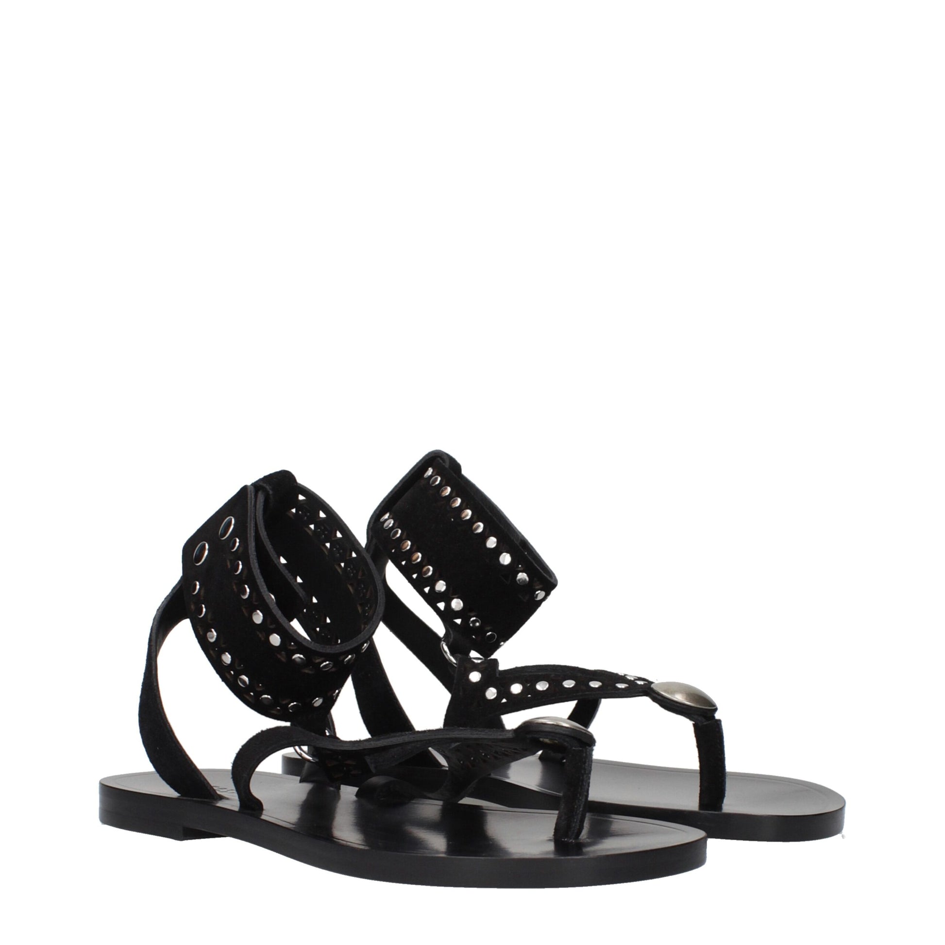 Flip-Flop Sandals by Isabel Marant for women in suede leather black features an exquisite silhouette, showcasing the exquisite Women's Suede Leather Flip-Flop Sandals with a and .
