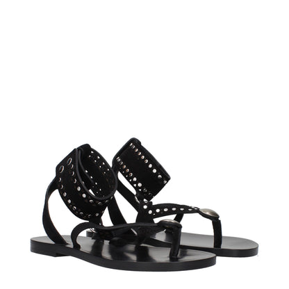 Flip-Flop Sandals by Isabel Marant for women in suede leather black features an exquisite silhouette, showcasing the exquisite Women's Suede Leather Flip-Flop Sandals with a and .