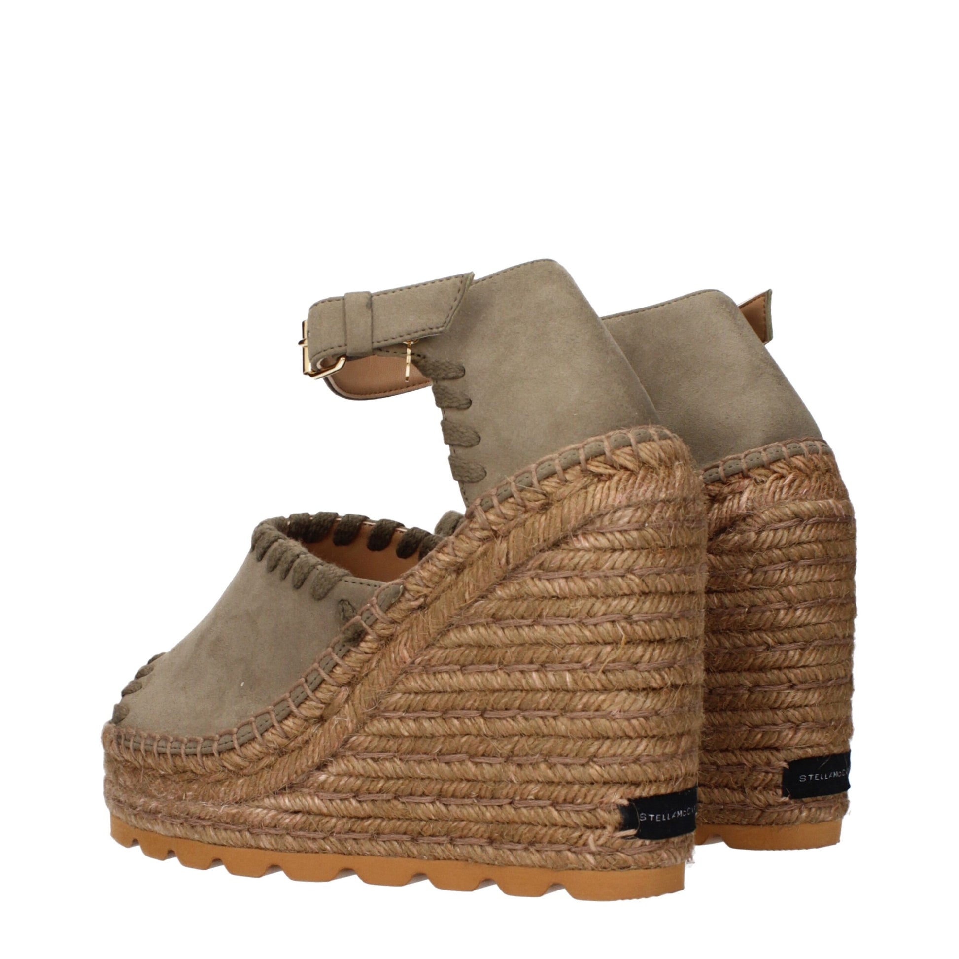 Sandals by Stella McCartney for women in suede leather green features an architectural design from the Women's Suede Leather Sandals collection, defined by a architectural and for a architectural finish.
