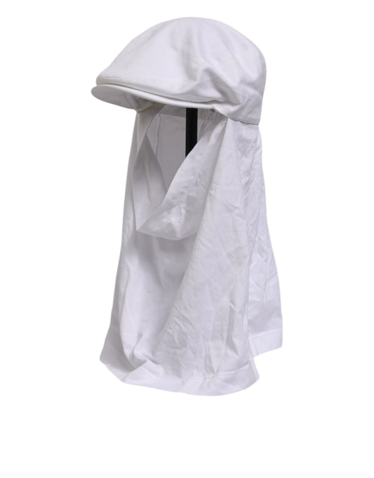Balaclava by Dolce & Gabbana for men in cotton white & signature showcases a refined silhouette, artfully capturing the essence of the refined Cotton Balaclava design for a sophisticated look.
