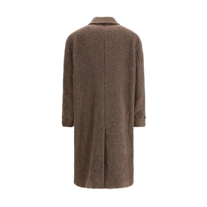 Overcoat by Golden Goose for men in mohair wool & viscose bronze, brown & floral features a contemporary silhouette showcasing a contemporary and refined for a sophisticated finish.