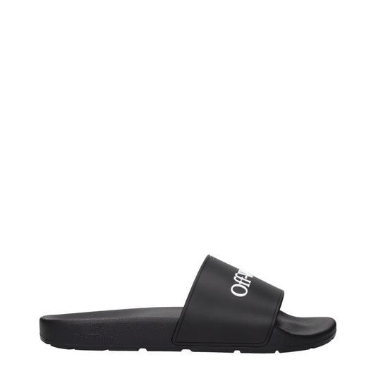 Clogs Slippers by Off-White for men in cotton & rubber black & white presents a effortless silhouette, showcasing the elegant Men's Cotton & Rubber Clogs Slippers design with its unique and sophisticated .