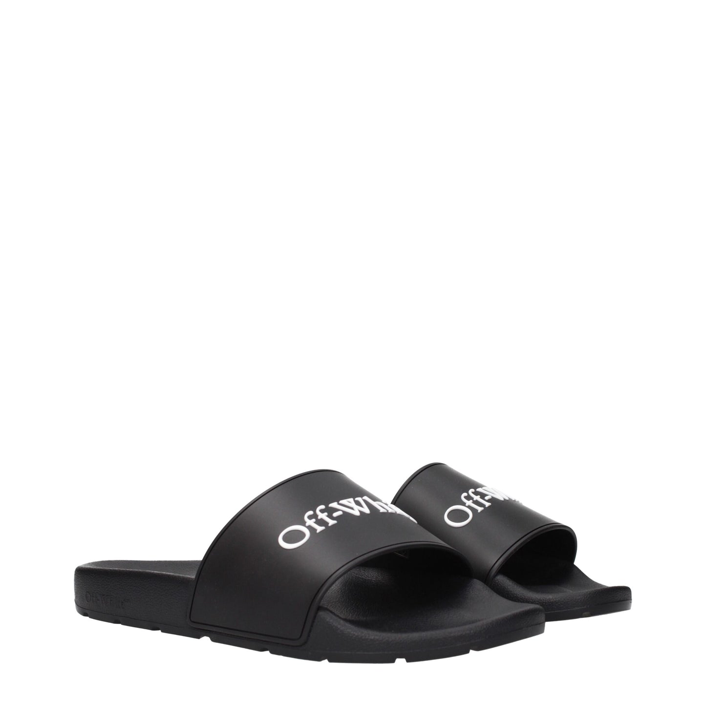 Clogs Slippers by Off-White for men in cotton & rubber black & white features an effortless chic silhouette from the Men's Cotton & Rubber Clogs Slippers collection, showcasing a and effortless chic .