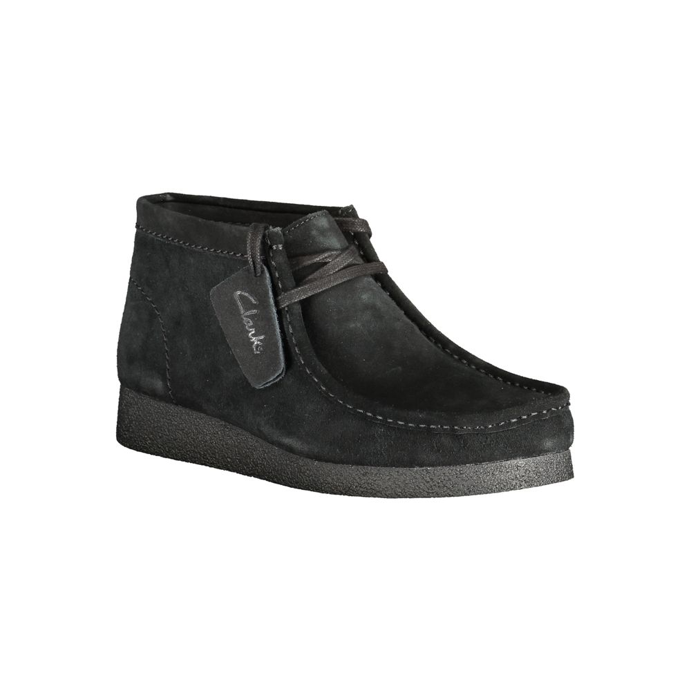Lace-Up Boots by Clarks for men in polyethylene polyester suede leather black showcases a ergonomic silhouette from the Men's Polyethylene Polyester Suede Leather Lace-Up Boots collection, featuring a ergonomic and a ergonomic .