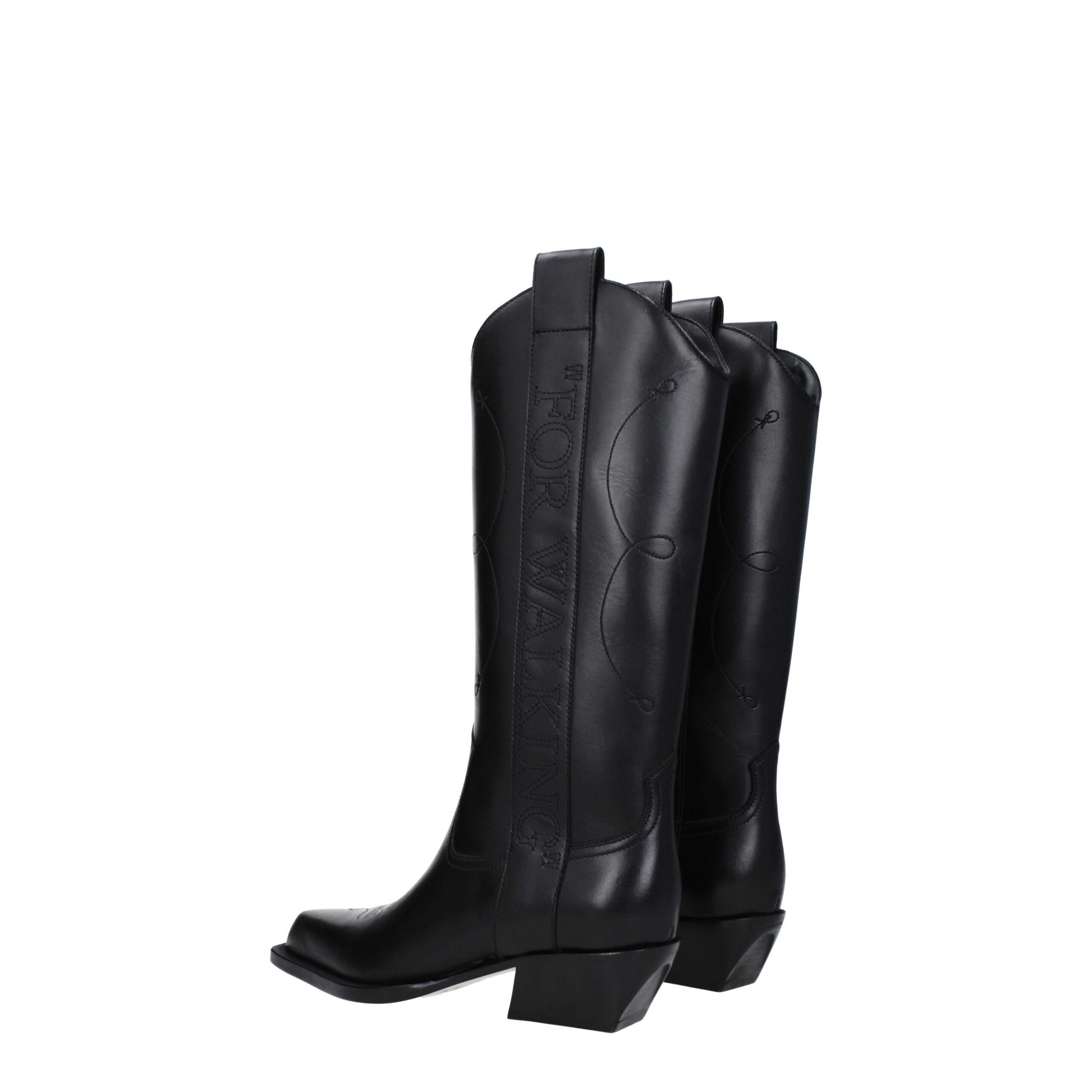 Mid-Heel High-Heel Boots by Off-White for women in leather black & white features an avant-garde Women's Leather Mid-Heel High-Heel Boots silhouette, defined by a sophisticated high-heel 5-cm-heel mid-heel and a avant-garde .