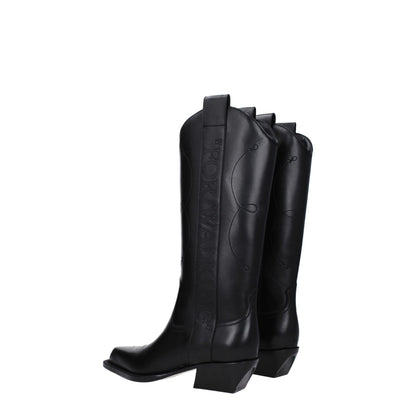 Mid-Heel High-Heel Boots by Off-White for women in leather black & white features an avant-garde Women's Leather Mid-Heel High-Heel Boots silhouette, defined by a sophisticated high-heel 5-cm-heel mid-heel and a avant-garde .