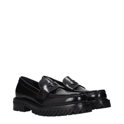 Flat Loafer Slip-On Shoes by Off-White for women in leather black & white features an ergonomic silhouette, perfectly showcasing Women's Leather Flat Loafer Slip-On Shoes with its distinct flat and elegant .