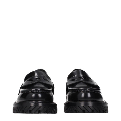 Flat Loafer Slip-On Shoes by Off-White for women in leather black & white showcases a resplendent Women's Leather Flat Loafer Slip-On Shoes aesthetic, defined by its resplendent and elegant flat.