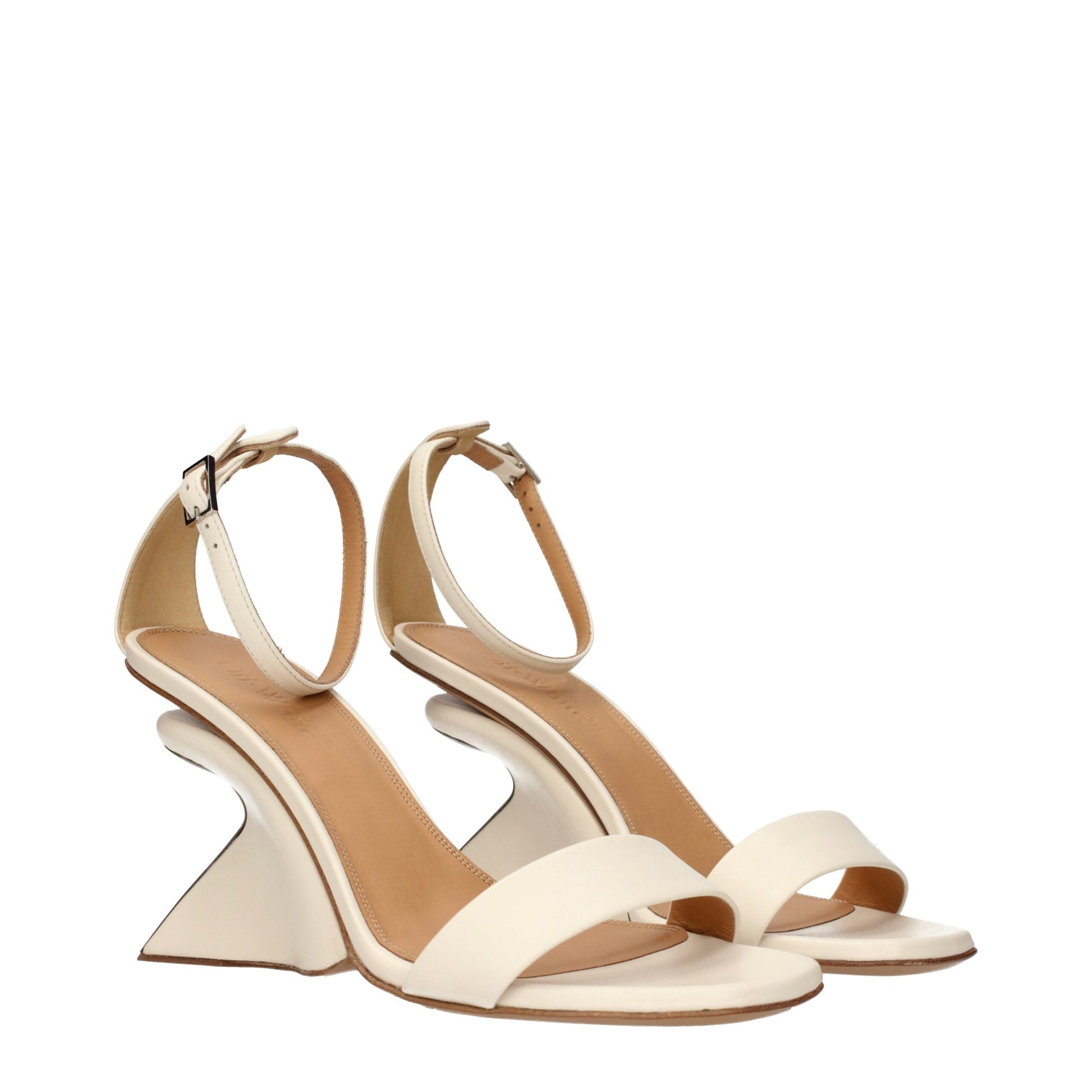 Sandals by Off-White for women in leather beige & white features an architectural design from the Women's Leather Sandals collection, defined by a architectural and for a architectural finish.