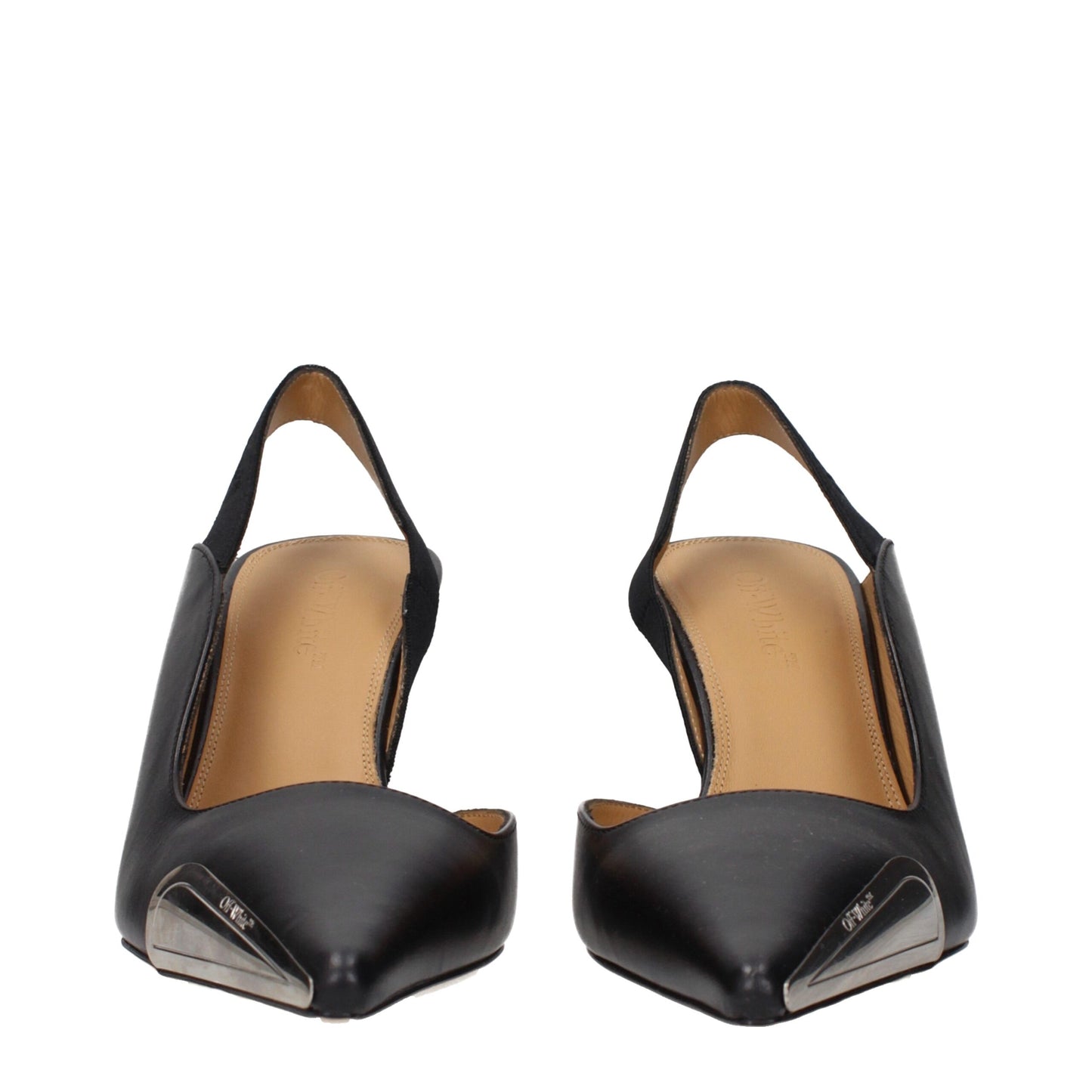 High-Heel Sandals Pumps Heels by Off-White for women in leather black & white features an captivating silhouette, showcasing the elegant Women's Leather High-Heel Sandals Pumps Heels design with a high-heel and a sophisticated .