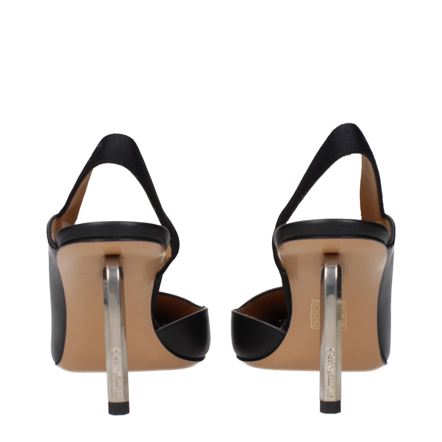 High-Heel Sandals Pumps Heels by Off-White for women in leather black & white features a effortless chic silhouette, showcasing the Women's Leather High-Heel Sandals Pumps Heels design with a effortless chic high-heel and for a effortless chic finish.