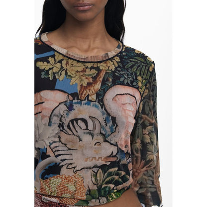 T-Shirt by Desigual for women in polyester black features a plush silhouette, showcasing a sophisticated and for a truly plush finish.