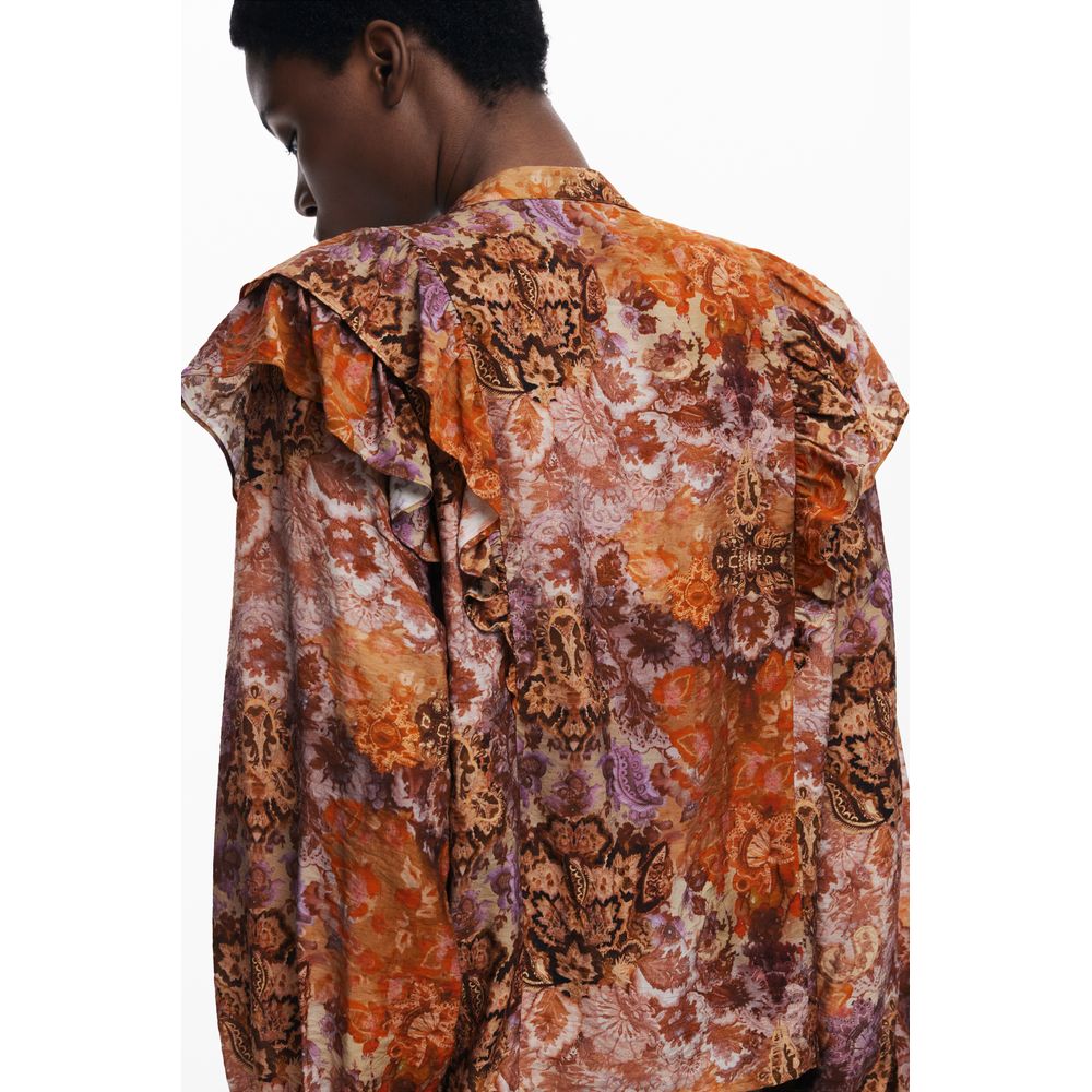 Shirt by Desigual for women in polyamide viscose orange & patterned, featuring a nuanced and nuanced for a sophisticated finish.