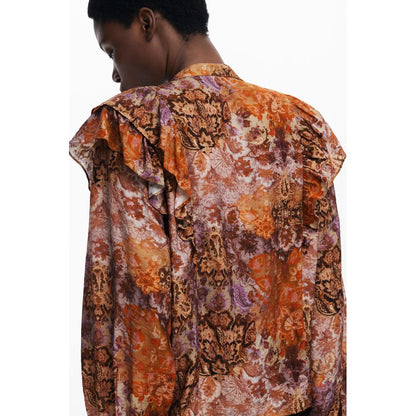 Shirt by Desigual for women in polyamide viscose orange & patterned features an polished silhouette, showcasing a sophisticated and detail for a truly polished finish.