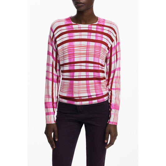 Sweatshirt by Desigual for women in viscose & polyamide pink, print & striped features a unrivaled silhouette with a refined round neckline and unrivaled detailing for a sophisticated look.