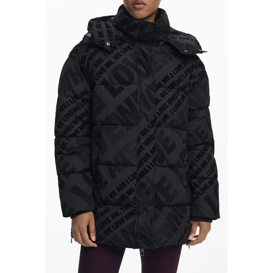 Hooded Parka by Desigual for women in polyester black features a modern silhouette, showcasing a sophisticated hooded neckline and premium hooded for a truly modern finish.
