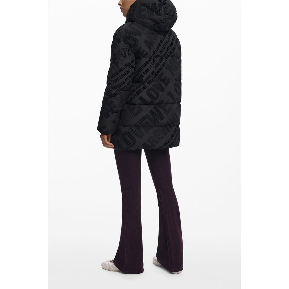 Hooded Parka by Desigual for women in polyester black presents a decadent silhouette, showcasing the decadent hooded neckline and functional hooded for a premium, weather-ready look.