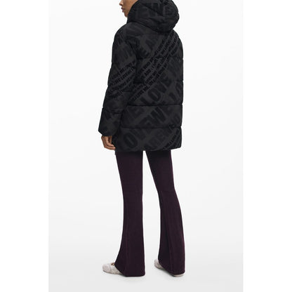 Hooded Parka by Desigual for women in polyester black presents a decadent silhouette, showcasing the decadent hooded neckline and functional hooded for a premium, weather-ready look.