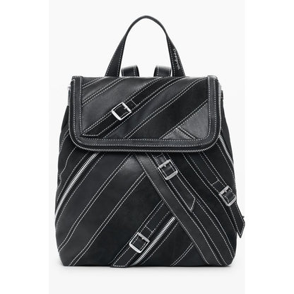 Backpack by Desigual for women in polyethylene black & signature presents a stately Hampton Polyethylene Backpack design, showcasing a secure zipper & magnetic with ample external-pockets & internal-pockets and versatile backpack-strap & adjustable-strap for a stately finish.