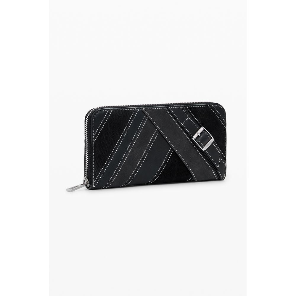 Cardholder Wallet by Desigual for women in polyethylene & polyurethane black presents a streamlined silhouette, showcasing the sophisticated design of the Fibonacci Fiona Polyethylene & Polyurethane Cardholder Wallet collection with functional card-organization coin-purse.