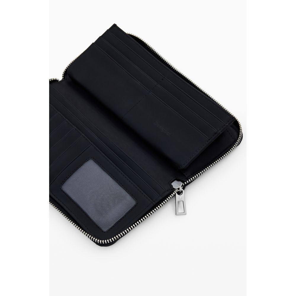 Cardholder Wallet by Desigual for women in polyethylene & polyurethane black showcases a discerning silhouette, artfully capturing the essence of Fibonacci Fiona Polyethylene & Polyurethane Cardholder Wallet with its functional card-organization coin-purse.