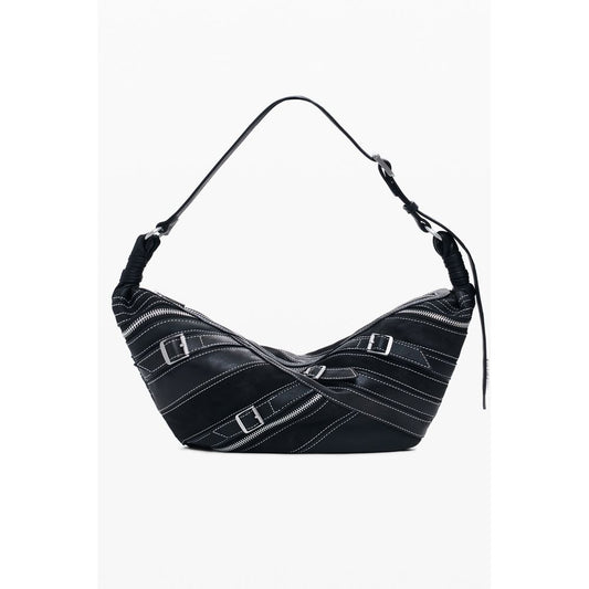 Shoulder Handbag by Desigual for women in polyethylene polyurethane leather black & silver features a refined silhouette, showcasing a secure zipper, organized , and versatile shoulder-strap & adjustable-strap for a refined finish.