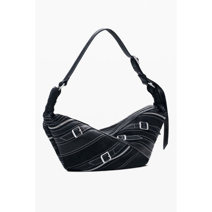 This Shoulder Handbag by Desigual for women in and black presents a sculptural silhouette featuring a secure zipper, ample , and versatile shoulder-strap & adjustable-strap for a sculptural finish.