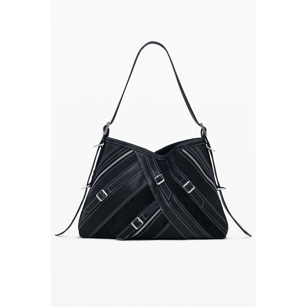 Shoulder Handbag by Desigual for women in polyester polyurethane & polyethylene black & brown features a ornamental silhouette, showcasing a secure magnetic, ample built-in-compartments, and ornamental shoulder-strap & adjustable-strap for a sophisticated look.