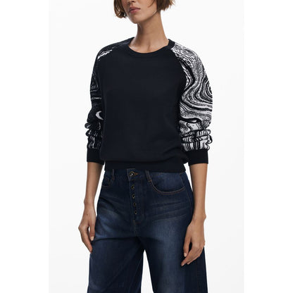 Sweatshirt by Desigual for women in polyamide polyester viscose black features an exquisite silhouette, showcasing long-sleeve and crew neckline details for a exquisite look.