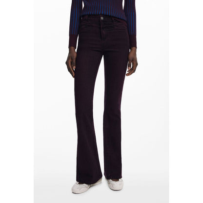 Jeans by Desigual for women in stretch denim cotton purple & signature presents a refined pantology silhouette, artfully defined by a refined pantology flared, long, and a sophisticated .
