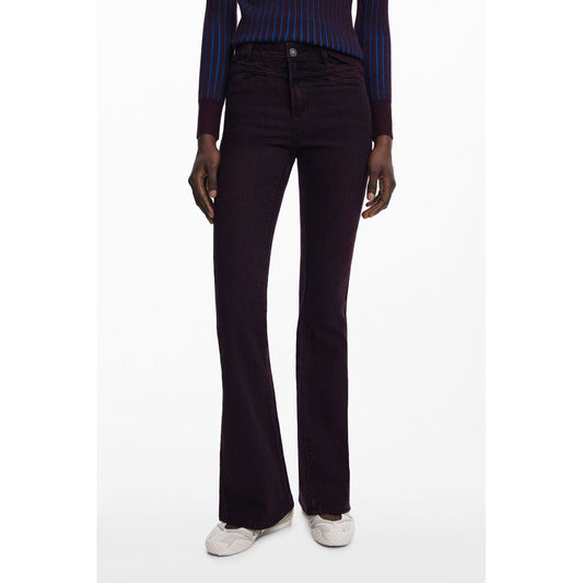 Jeans by Desigual for women in stretch denim cotton purple & signature presents a refined pantology silhouette, artfully defined by a refined pantology flared, long, and a sophisticated .