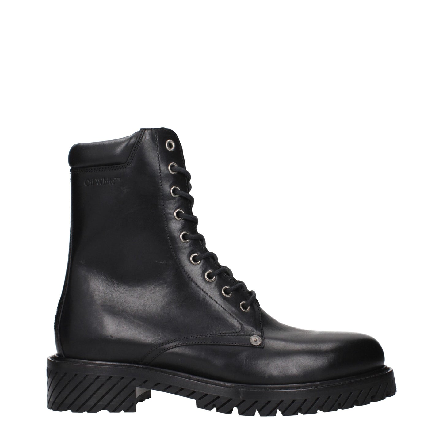 Ankle Boots by Off-White for men in leather black & white showcases a ergonomic silhouette from the Men's Leather Ankle Boots collection, featuring a ergonomic and a ergonomic .